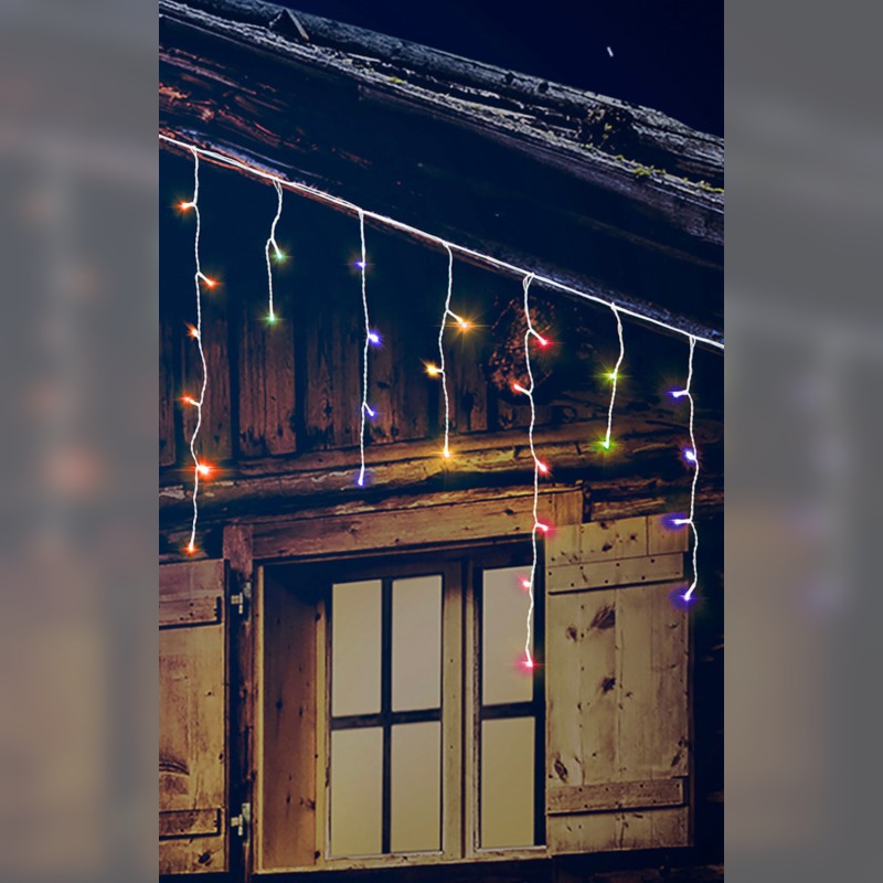 75 LED Κουρτίνα Εσωτ. & Εξωτ. Χώρου Με 8 Προγράμματα Και Μετασχηματιστή Πολύχρωμο Φως Λευκό Καλώδιο Επεκτεινόμενο IP44 3
