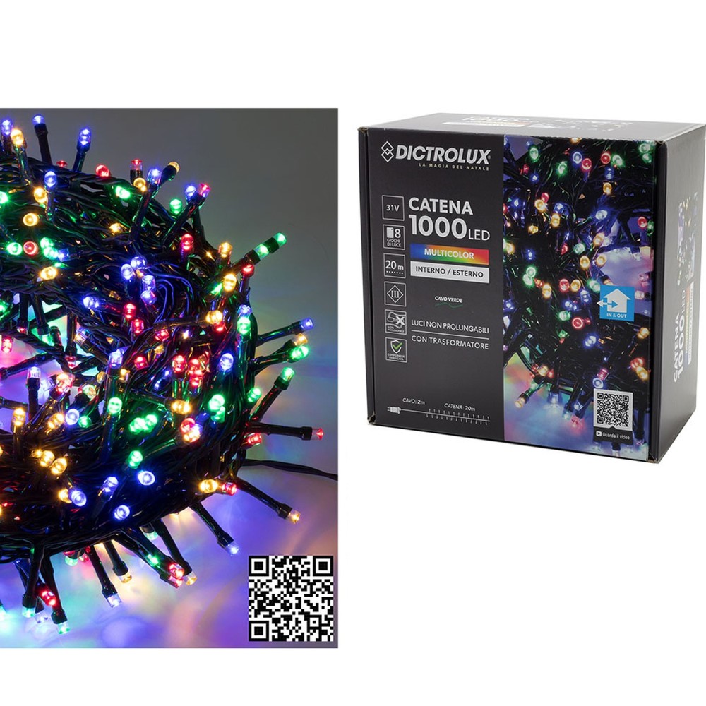 1000 LED Εσωτ. & Εξωτ. Χώρου Με 8 Προγράμματα Και Μετασχηματιστή Πολύχρωμο Φως Πράσινο Καλώδιο Μη Επεκτεινόμενο IP44 31V