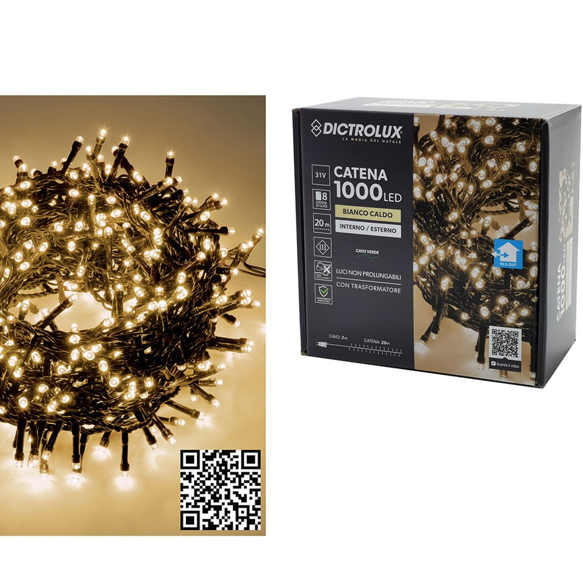 1000 LED Εσωτ. & Εξωτ. Χώρου Με 8 Προγράμματα Και Μετασχηματιστή Θερμό Λευκό Φως Πράσινο Καλώδιο Μη Επεκτεινόμενο IP44 3