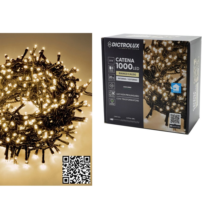 1000 LED Εσωτ. & Εξωτ. Χώρου Με 8 Προγράμματα Και Μετασχηματιστή Θερμό Λευκό Φως Πράσινο Καλώδιο Μη Επεκτεινόμενο IP44 3