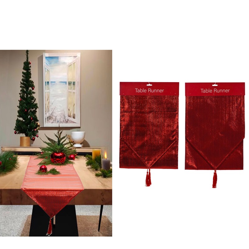 Χριστουγεννιάτικος Runner Τραπεζιού Κόκκινο 32x180cm Σε 2 Σχέδια