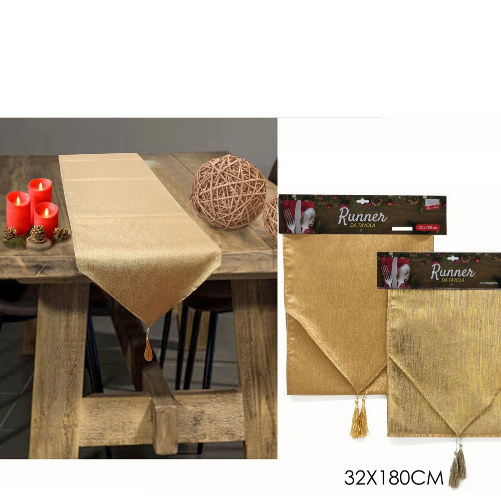 Χριστουγεννιάτικος Runner Τραπεζιού Χρυσό 32x180cm Σε 2 Σχέδια