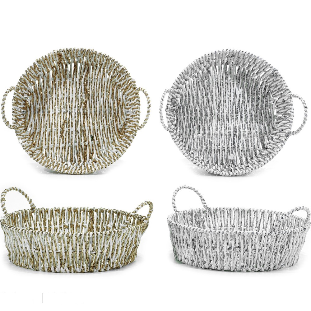 Χριστουγεννιάτικο Στρογγυλό Καλάθι Λευκό 30cm Σε 2 Σχέδια