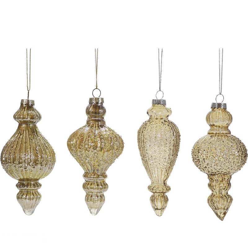 Χριστουγεννιάτικο Γυάλινο Κρεμαστό Χρυσό 13.5cm Σε 4 Σχέδια
