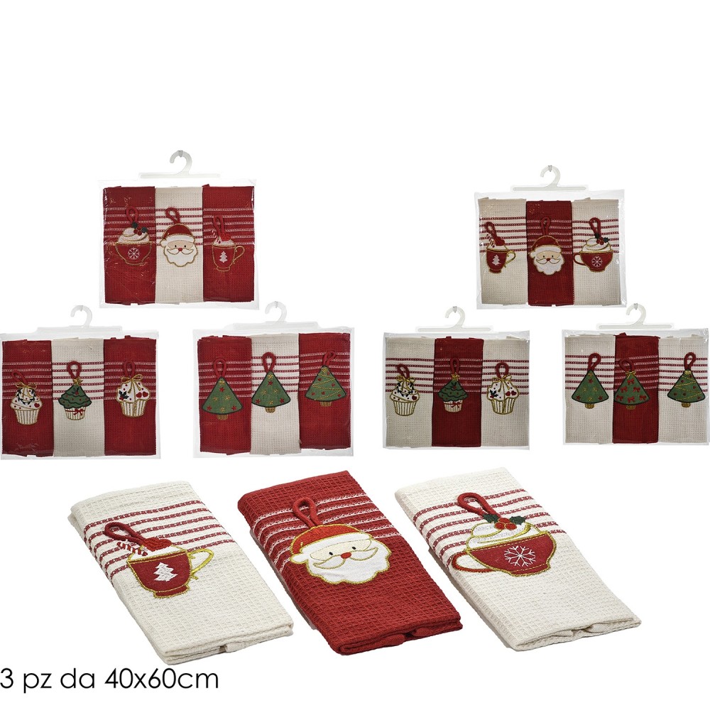 Χριστουγεννιάτικο Σετ 3 Πετσέτες 40x60cm