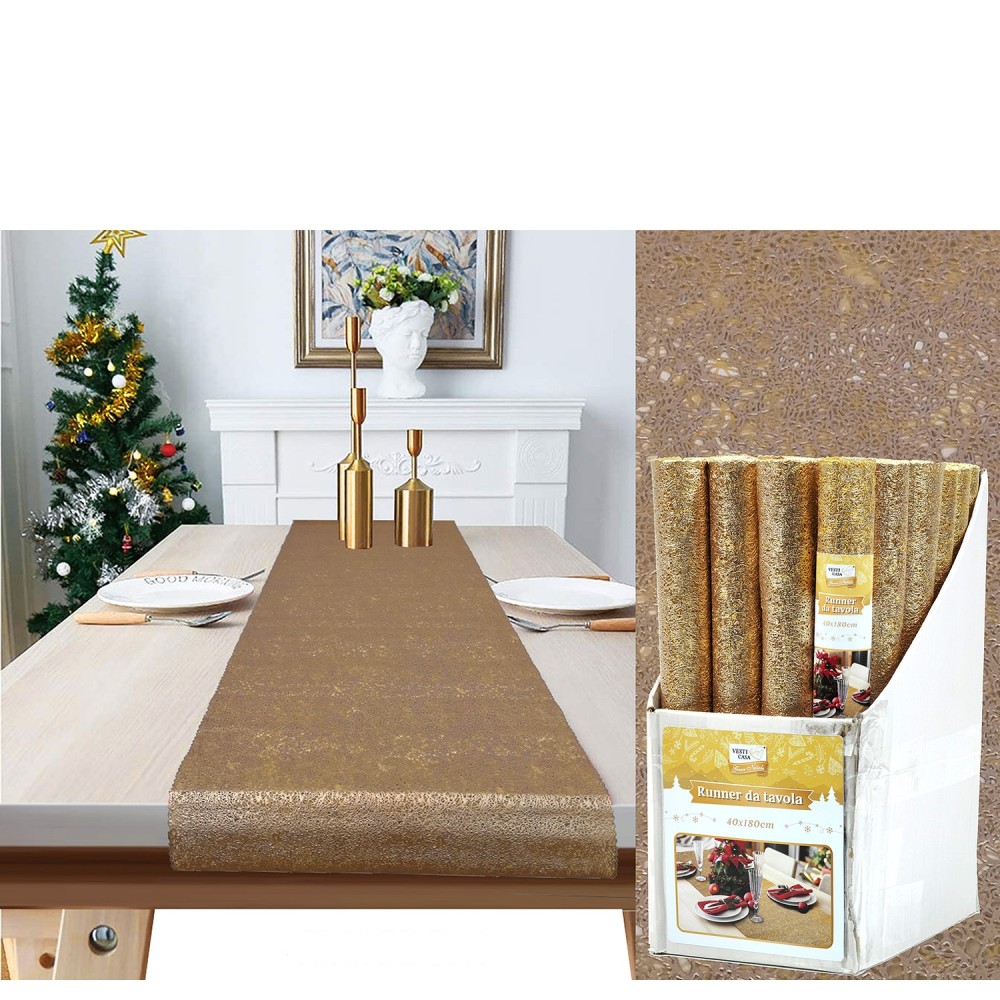 Χριστουγεννιάτικος Runner Τραπεζιού Χρυσό 40x180cm
