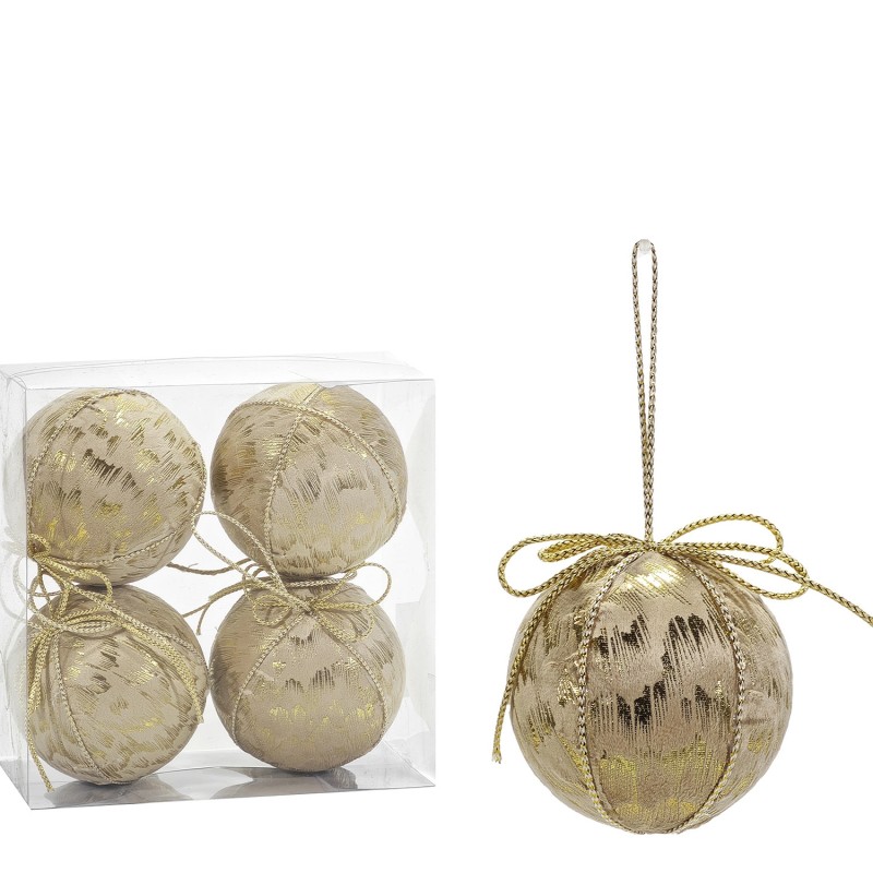 Χριστουγεννιάτικη Μπάλα Χρυσό 100mm Σετ 4Τμχ Σε 2 Σχέδια