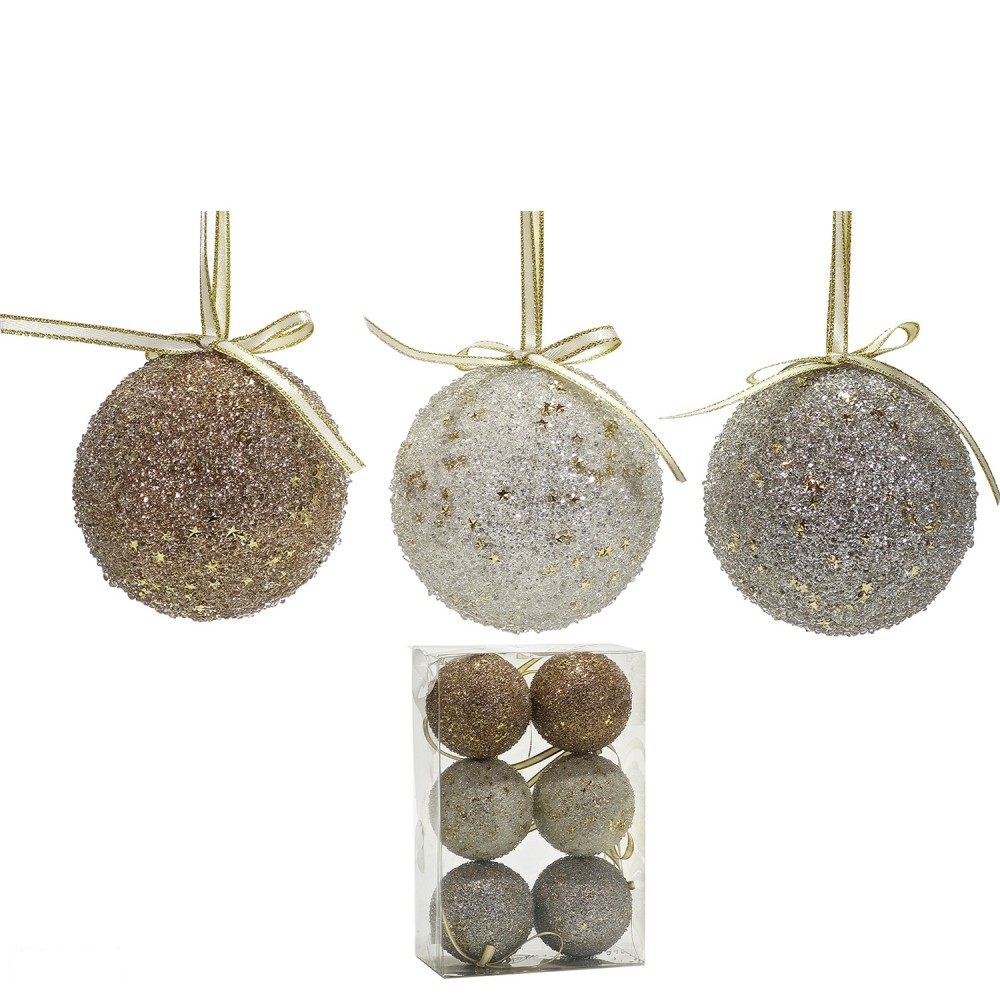 Χριστουγεννιάτικη Μπάλα Rose Gold 80mm Σετ 6Τμχ