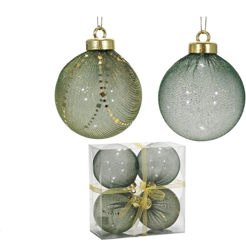 Χριστουγεννιάτικη Μπάλα Πράσινο 100mm Σετ 4Τμχ
