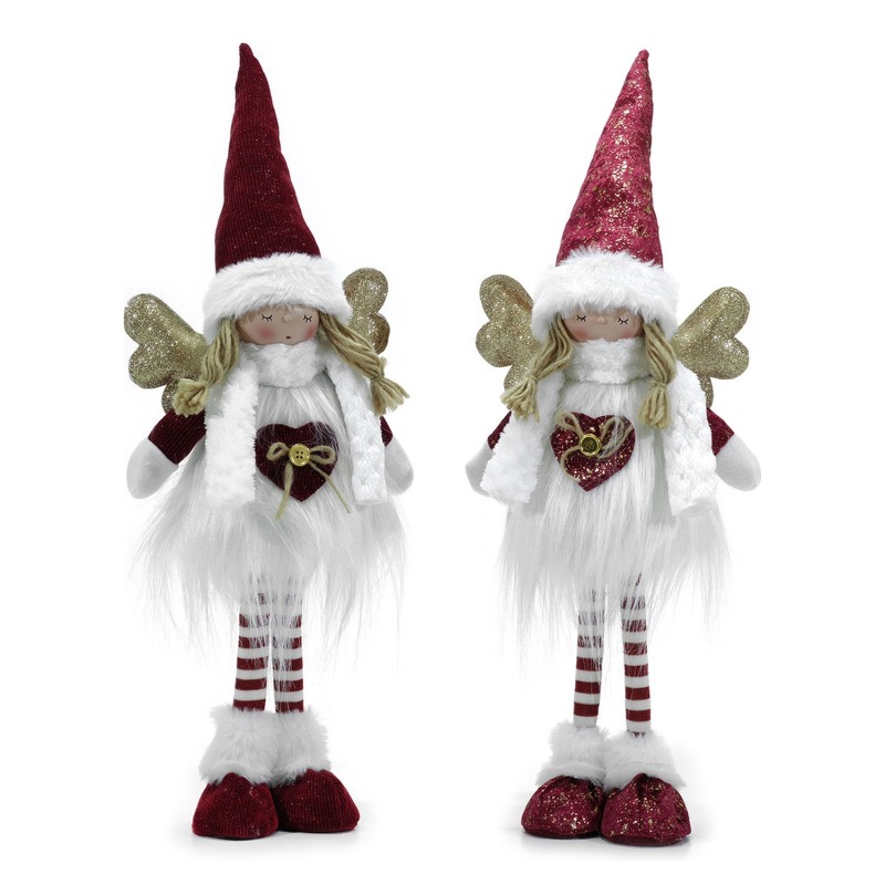 Χριστουγεννιάτικος Άγγελος Όρθιος Κόκκινο 58cm Σε 2 Σχέδια