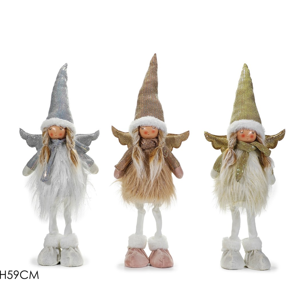 Χριστουγεννιάτικος Άγγελος Όρθιος Με Παγιέτες 59cm Σε 3 Σχέδια