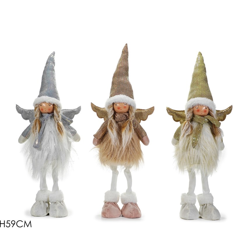 Χριστουγεννιάτικος Άγγελος Όρθιος Με Παγιέτες 59cm Σε 3 Σχέδια