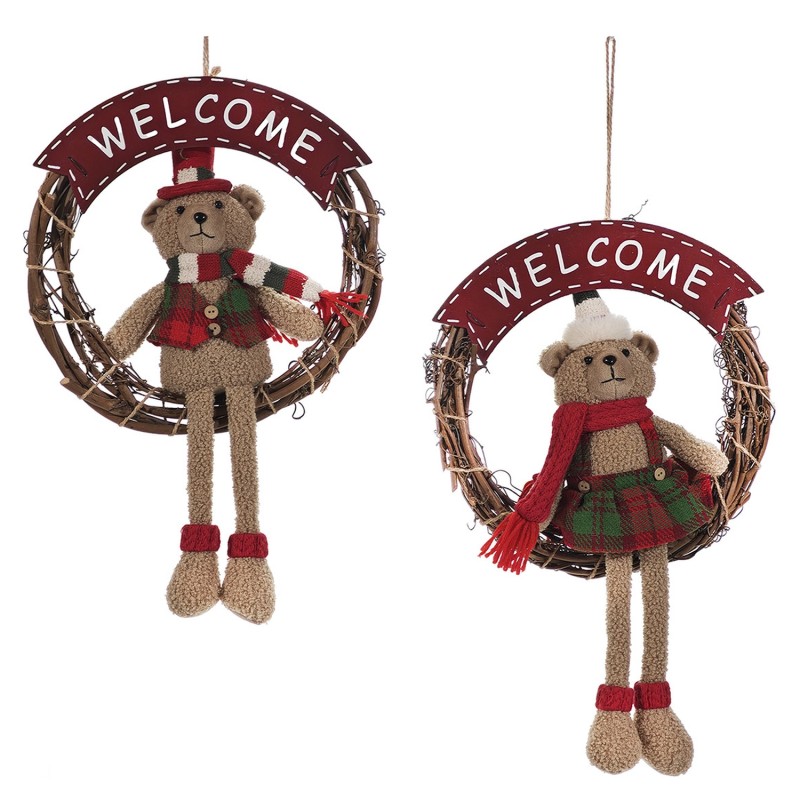 Χριστουγεννιάτικο Κρεμαστό Διακοσμητικό Αρκούδα 30cm Σε 2 Σχέδια