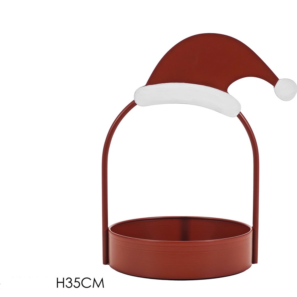 Χριστουγεννιάτικος Δίσκος Με Καπέλο Κόκκινο 35cm
