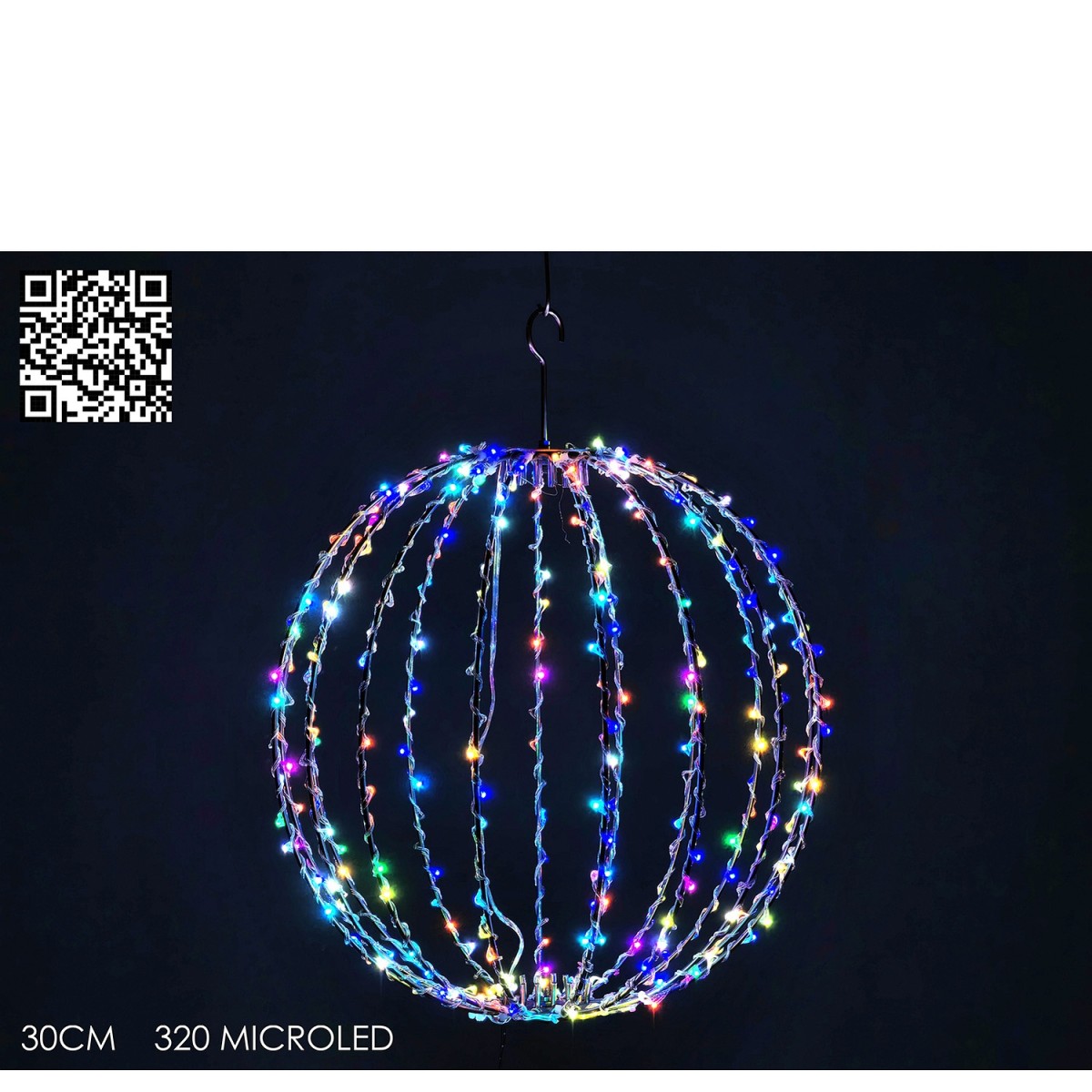 Χριστουγεννιάτικη Πτυσσόμενη Σφαίρα 30cm Με 320 MicroLED RGB