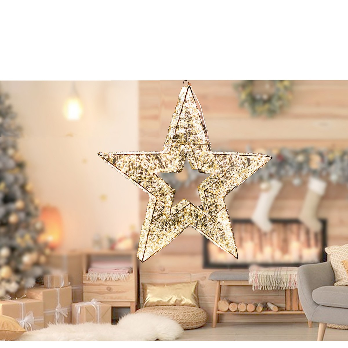 Χριστουγεννιάτικο Αστέρι Με 5000 MicroLED Θερμό Λευκό 60cm