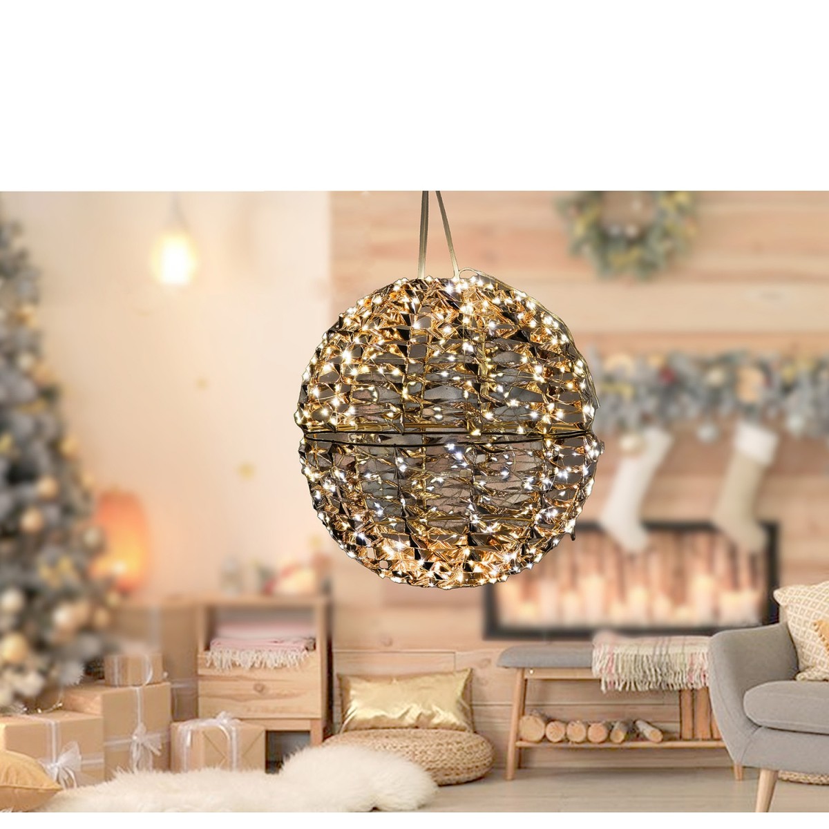 Χριστουγεννιάτικη Σφαίρα Με 400 MicroLED Θερμό Λευκό 30cm