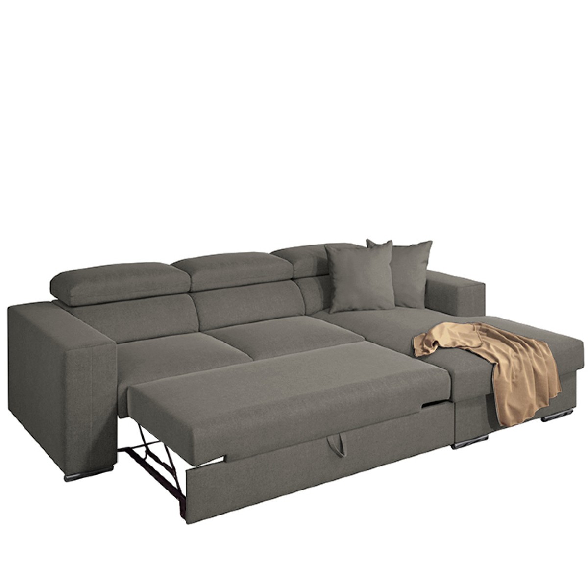 Καναπές Κρεβάτι Γωνιακός ArteLibre Δεξιά Γωνία ELOISE Taupe 260x170x75-90cm
