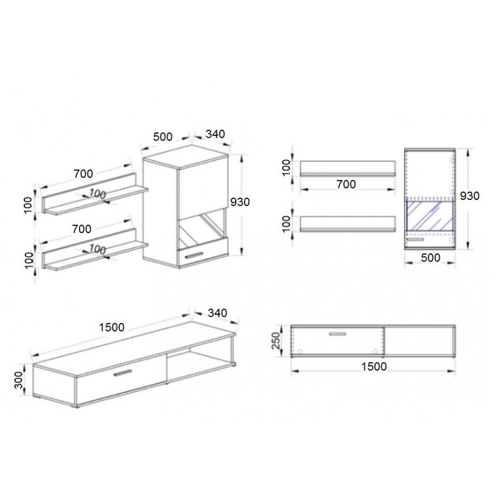 Σύνθετο ArteLibre Ήφαιστος Μοριοσανίδα Wenge 150x36x170cm