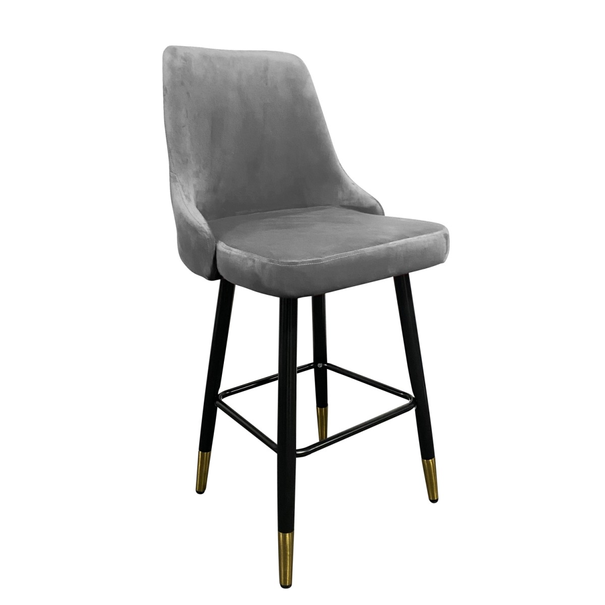 Σκαμπό Bar ArteLibre COBB Με Πλάτη Γκρι Βελούδο/Μέταλλο 49x53x100cm