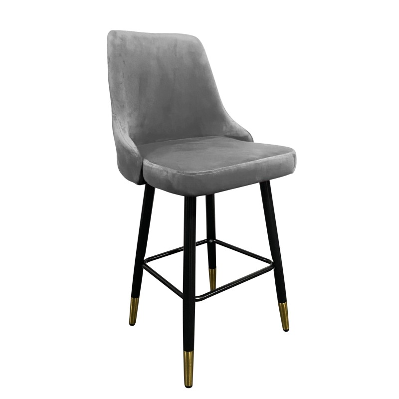 Σκαμπό Bar ArteLibre COBB Με Πλάτη Γκρι Βελούδο/Μέταλλο 49x53x100cm