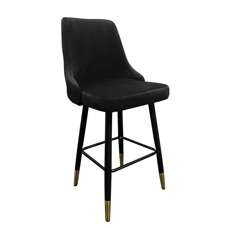 Σκαμπό Bar ArteLibre COBB Με Πλάτη Μαύρο Βελούδο/Μέταλλο 49x53x100cm
