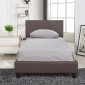 Κρεβάτι ArteLibre AZALEA Σκούρο Καφέ PU 213x101x88cm (Στρώμα 90x200cm)
