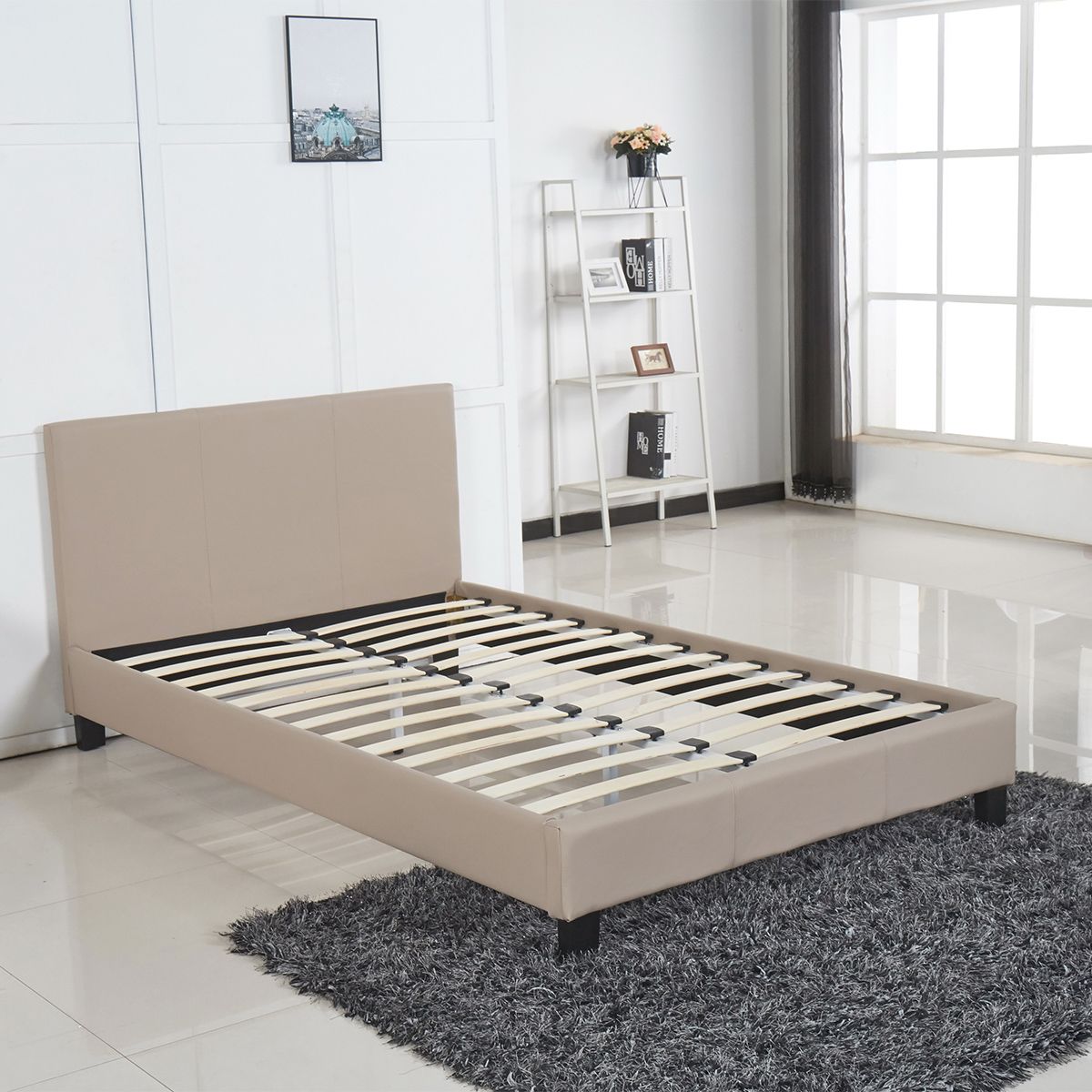 Κρεβάτι ArteLibre AZALEA Capuccino PU 213x131x88cm (Στρώμα 120x200cm)