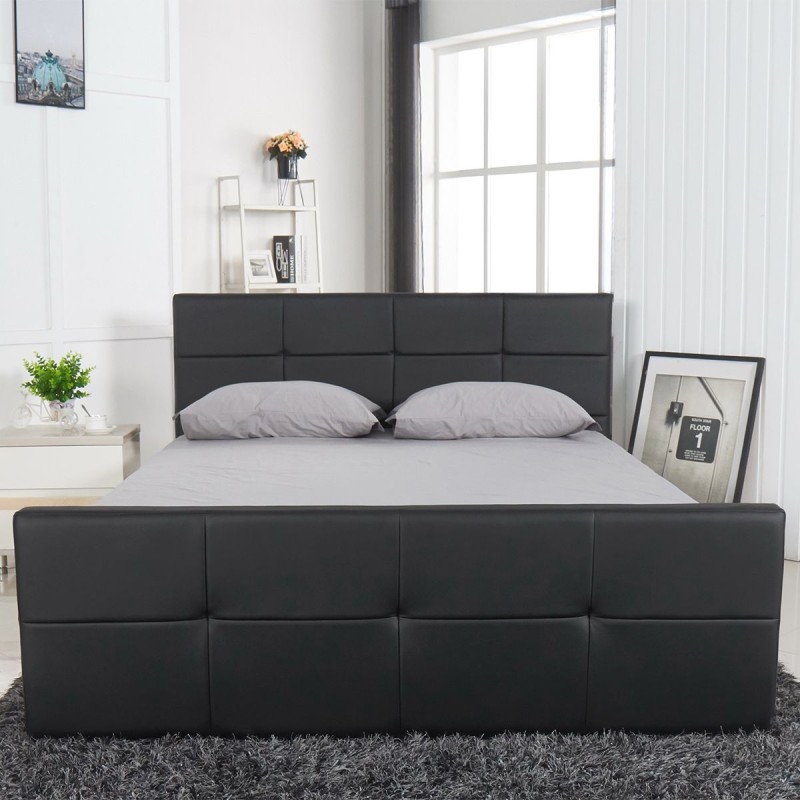 Κρεβάτι ArteLibre ANEMONE Μαύρο PU Με Αποθηκευτικό Χώρο 217.5x170.5x100cm(Στρώμα 160x200cm)
