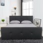 Κρεβάτι ArteLibre ANEMONE Μαύρο PU Με Αποθηκευτικό Χώρο 217.5x170.5x100cm(Στρώμα 160x200cm)