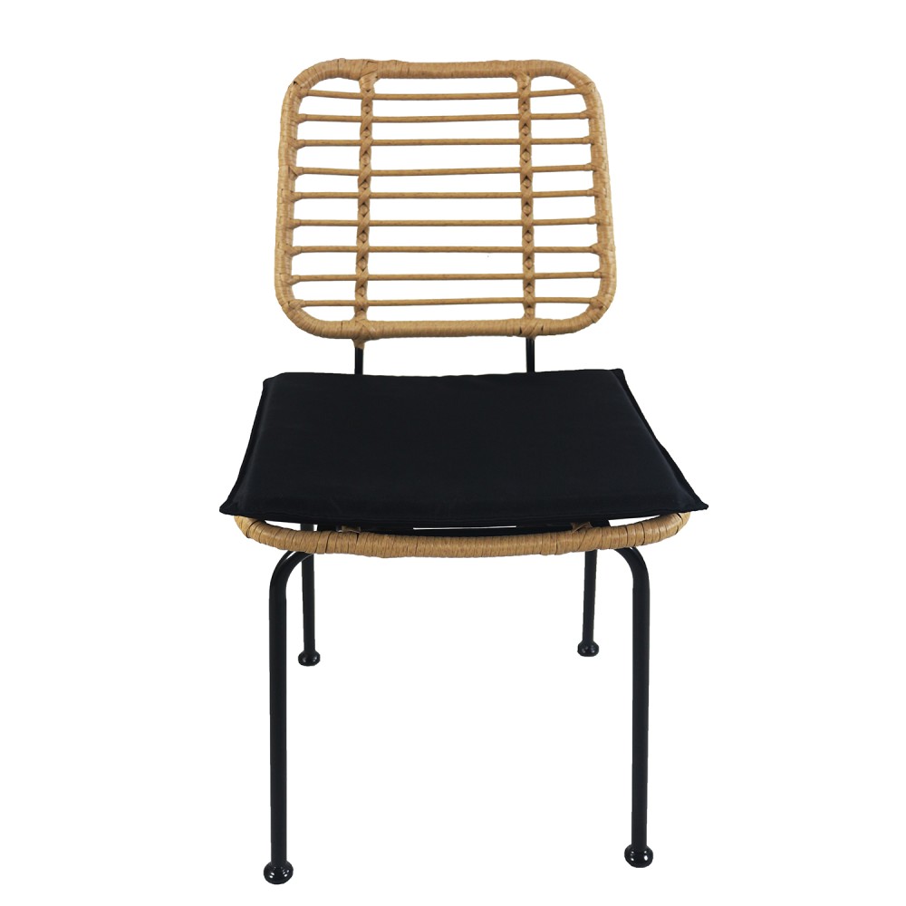 Καρέκλα Κήπου ArteLibre ATIUS Φυσικό/Μαύρο Μέταλλο/Rattan 46.5x55x86cm