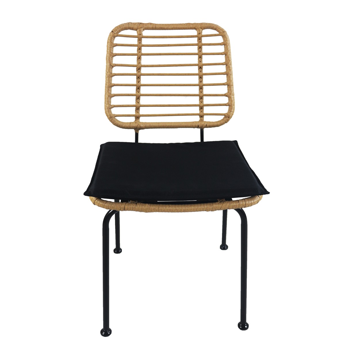 Καρέκλα Κήπου ArteLibre ATIUS Φυσικό/Μαύρο Μέταλλο/Rattan 46.5x55x86cm