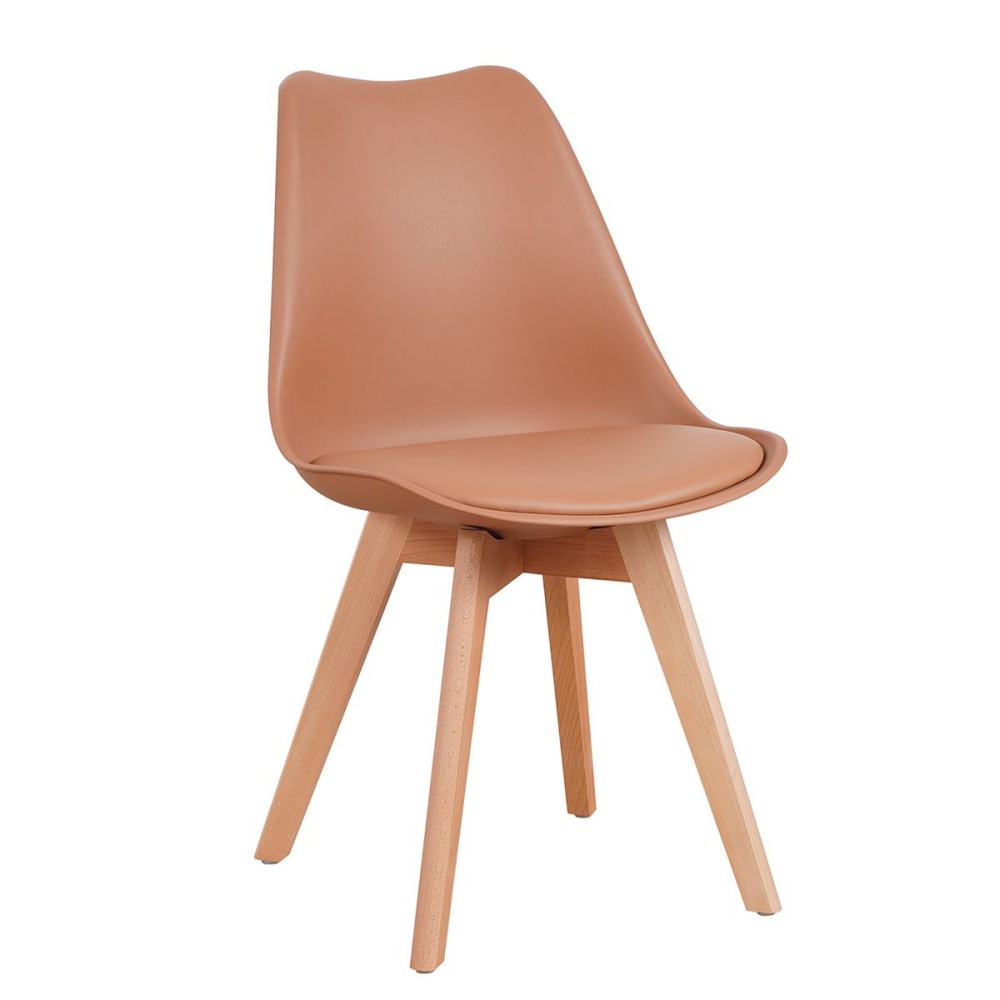 Καρέκλα ArteLibre GROUGH Μπεζ PP/PU/Ξύλο 49x56x83cm