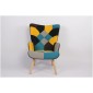 Πολυθρόνα ArteLibre BRIAR Κίτρινο/Μπλε Patchwork Ύφασμα/Ξύλο 73x69x96cm