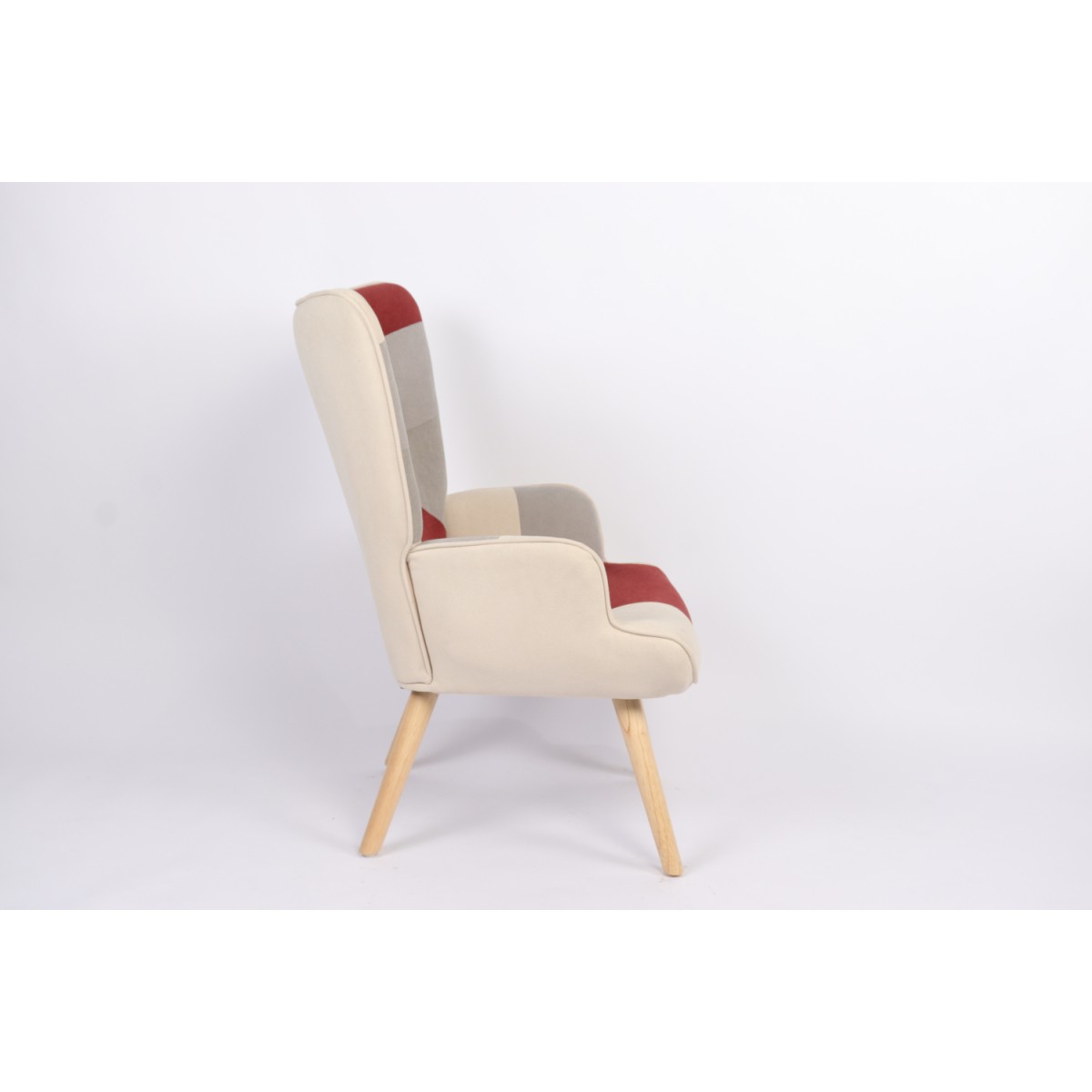 Πολυθρόνα ArteLibre BRIAR Μπορντό/Γκρι Patchwork Ύφασμα/Ξύλο 73x69x96cm