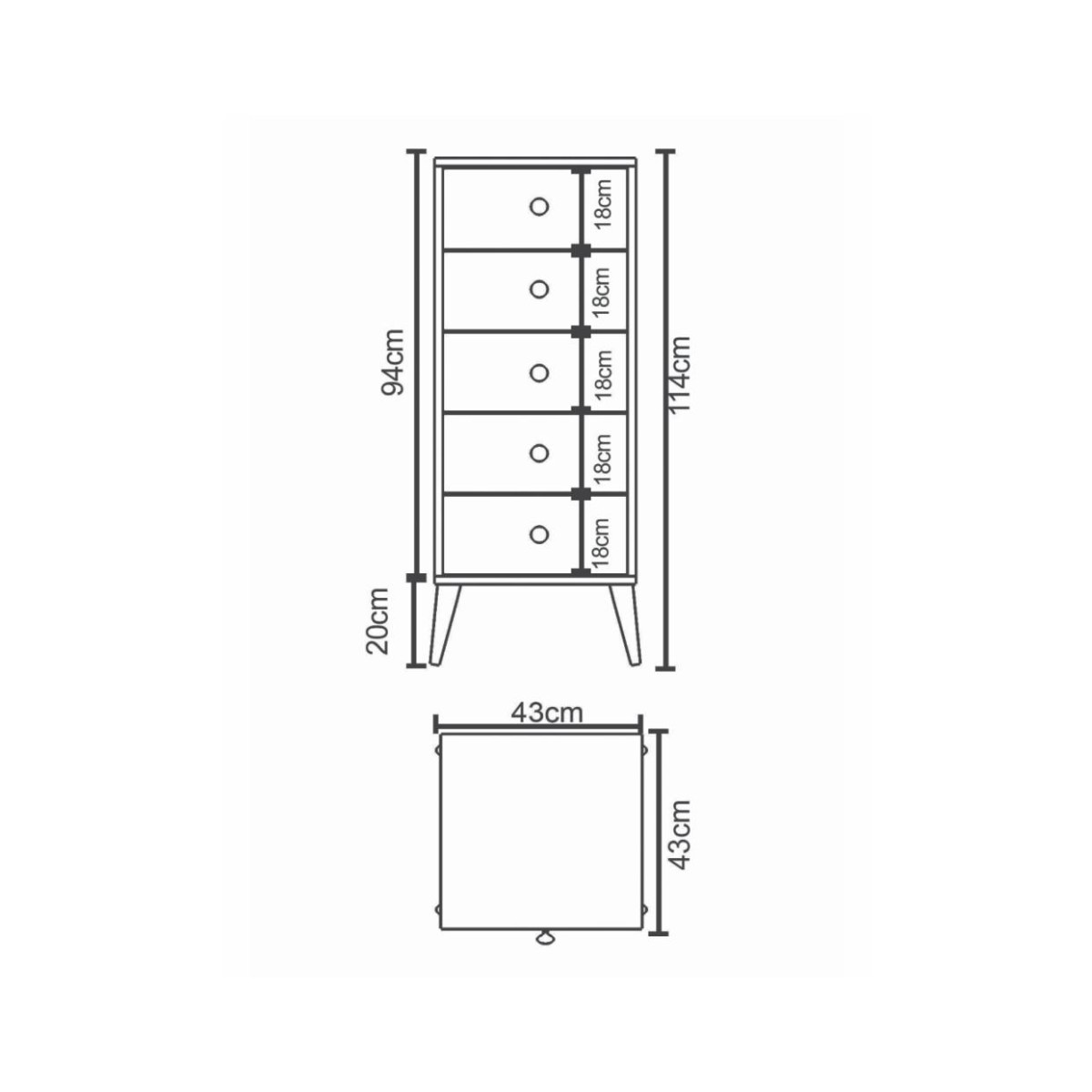 Συρταριέρα ArteLibre AMARI Λευκό Μοριοσανίδα 43x43x114cm