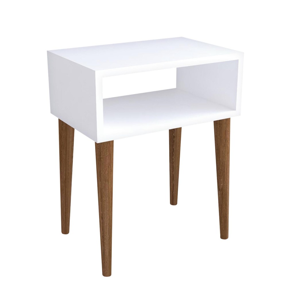 Κομοδίνο ArteLibre GANIRU Λευκό Μοριοσανίδα/Ξύλο 45x30x60cm