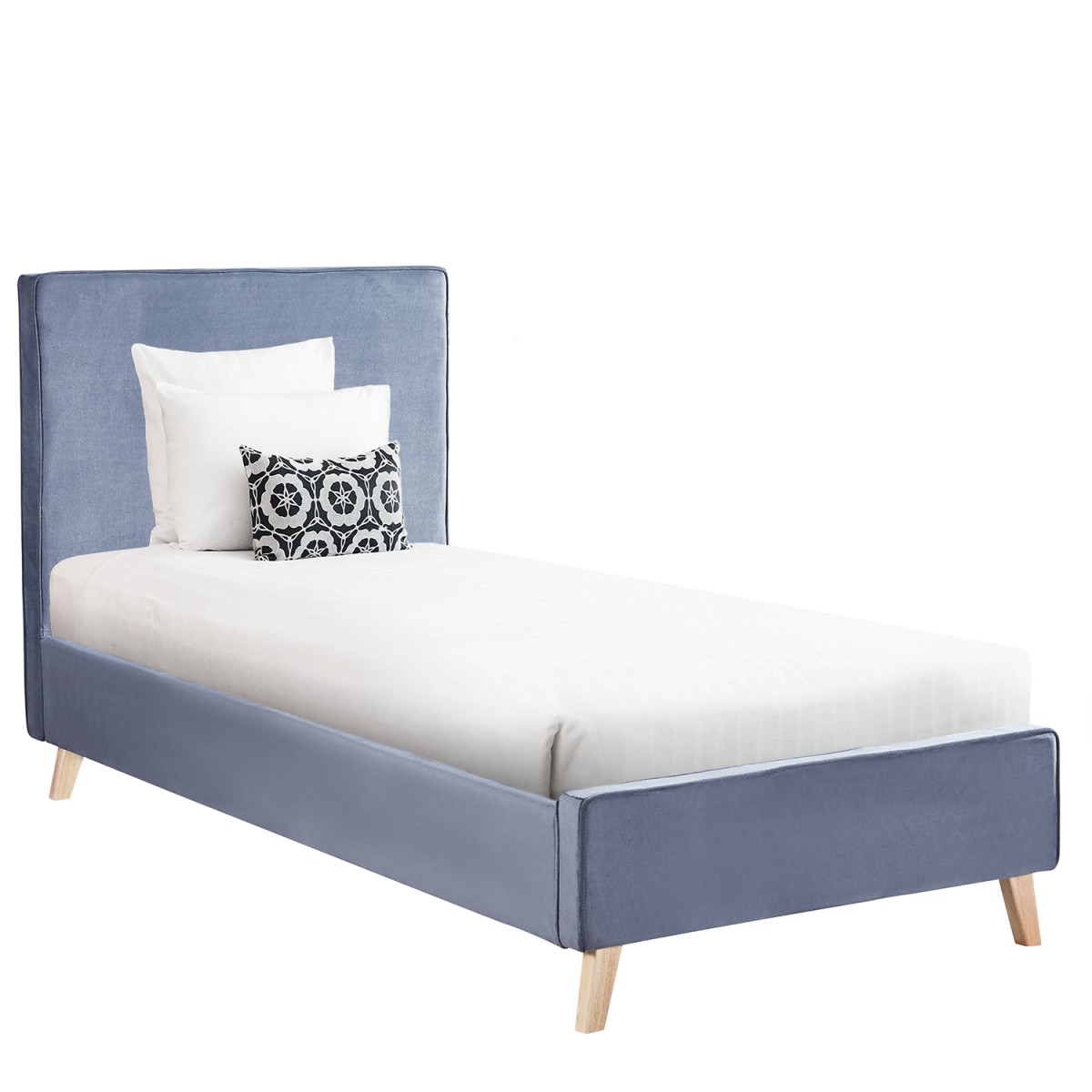 Κρεβάτι Μονό ArteLibre TULIP Σκούρο Γκρι Βελούδο 206x100x110cm (Στρώμα 90x190cm)