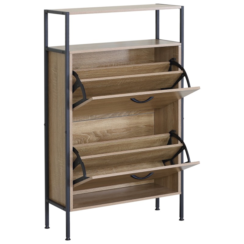 Παπουτσοθήκη ArteLibre ALDERWYN Δρυς/Μαύρο Μοριοσανίδα/Μέταλλο 63x24x105cm