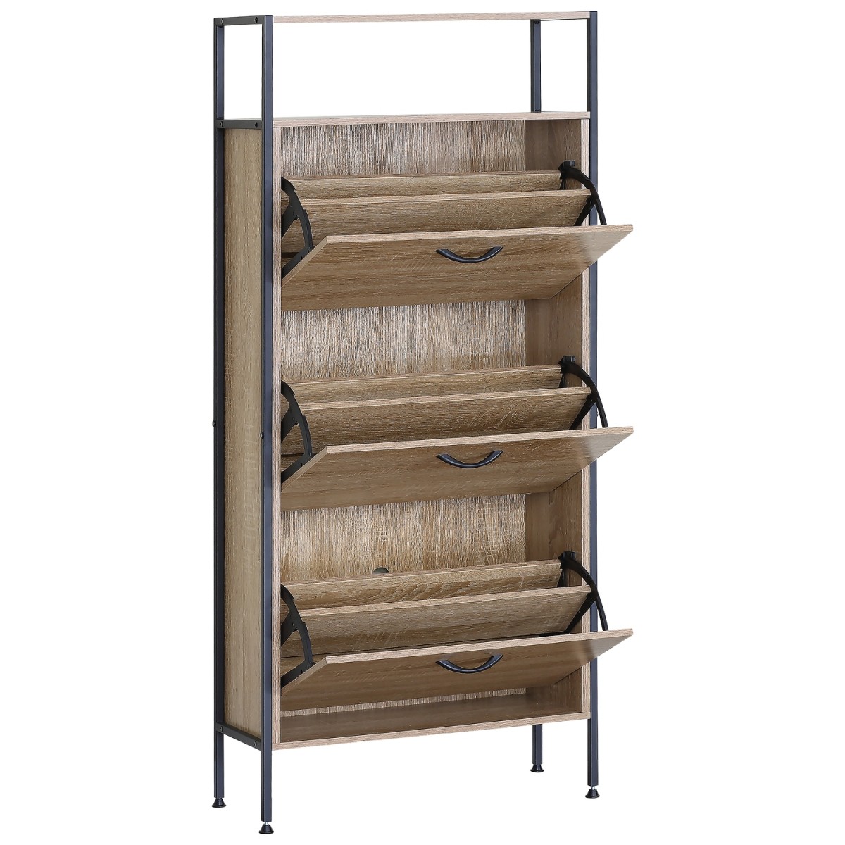 Παπουτσοθήκη ArteLibre ALDERWYN Δρυς/Μαύρο Μοριοσανίδα/Μέταλλο 63x24x141cm