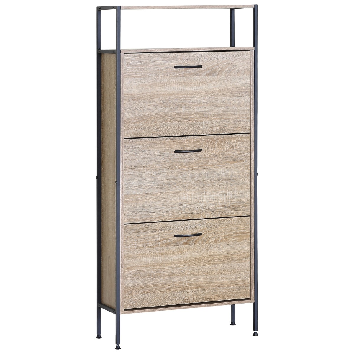 Παπουτσοθήκη ArteLibre ALDERWYN Δρυς/Μαύρο Μοριοσανίδα/Μέταλλο 63x24x141cm