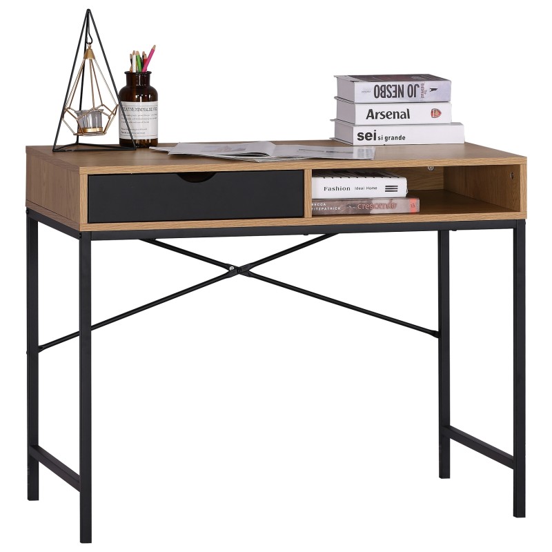 Γραφείο ArteLibre FENWICK Δρυς/Μαύρο Μοριοσανίδα/Μέταλλο 98x48x76.3cm Γραφείο ArteLibre FENWICK Δρυς/Μαύρο Μοριοσανίδα/Μέταλλο 98x48x76.3cm