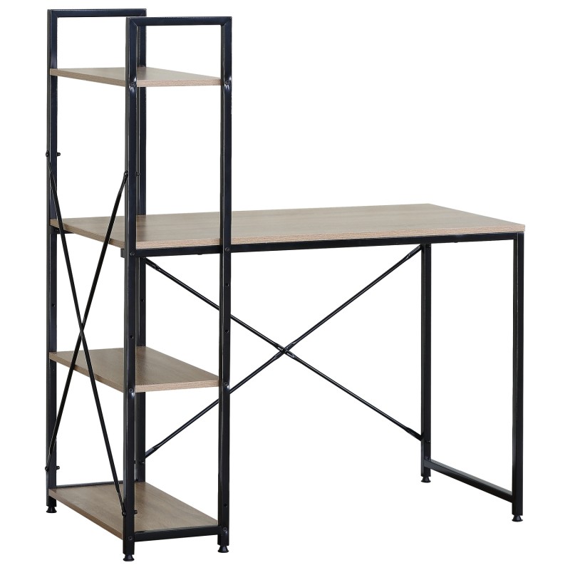 Γραφείο ArteLibre JORVIK Με Ράφια Δρυς/Μαύρο Μοριοσανίδα/Μέταλλο 100x52x120cm Γραφείο ArteLibre JORVIK Με Ράφια Δρυς/Μαύρο Μοριοσανίδα/Μέταλλο 100x52x120cm