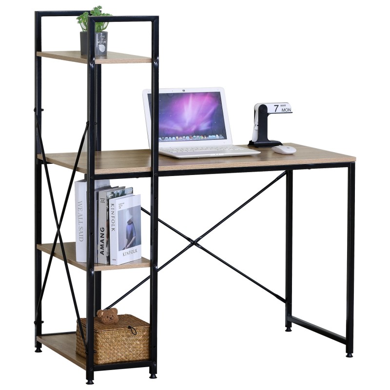 Γραφείο ArteLibre JORVIK Με Ράφια Δρυς/Μαύρο Μοριοσανίδα/Μέταλλο 100x52x120cm Γραφείο ArteLibre JORVIK Με Ράφια Δρυς/Μαύρο Μοριοσανίδα/Μέταλλο 100x52x120cm