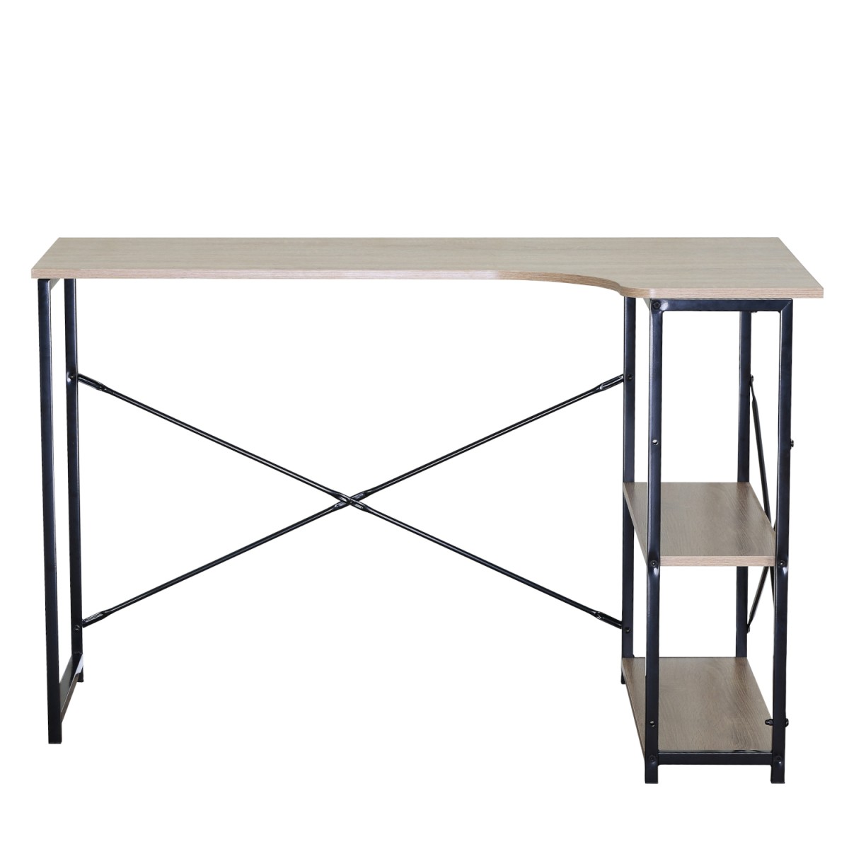 Γραφείο ArteLibre KELSTON Με Ράφια Δρυς/Μαύρο Μοριοσανίδα/Μέταλλο 120x73x75cm Γραφείο ArteLibre KELSTON Με Ράφια Δρυς/Μαύρο Μοριοσανίδα/Μέταλλο 120x73x75cm