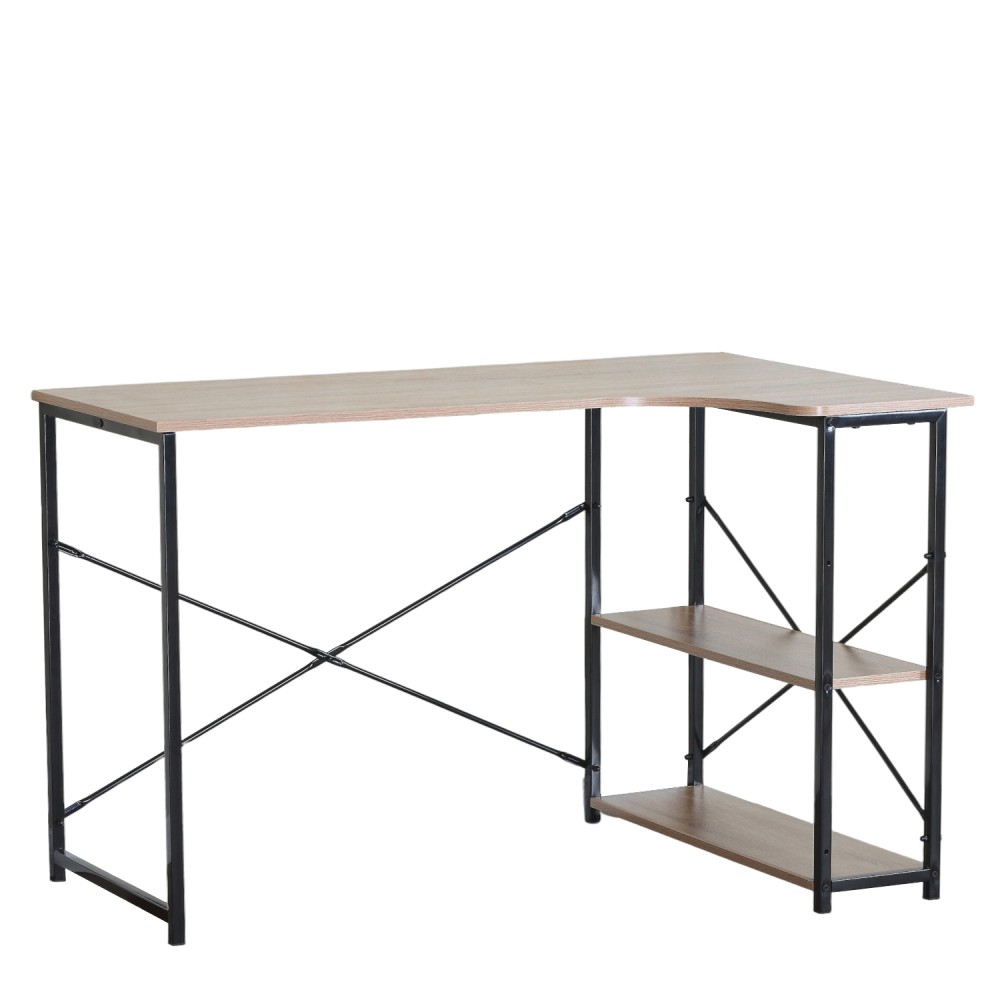 Γραφείο ArteLibre KELSTON Με Ράφια Δρυς/Μαύρο Μοριοσανίδα/Μέταλλο 120x73x75cm Γραφείο ArteLibre KELSTON Με Ράφια Δρυς/Μαύρο Μοριοσανίδα/Μέταλλο 120x73x75cm