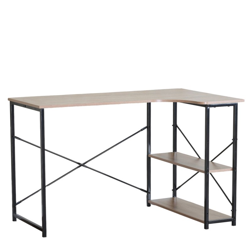 Γραφείο ArteLibre KELSTON Με Ράφια Δρυς/Μαύρο Μοριοσανίδα/Μέταλλο 120x73x75cm Γραφείο ArteLibre KELSTON Με Ράφια Δρυς/Μαύρο Μοριοσανίδα/Μέταλλο 120x73x75cm