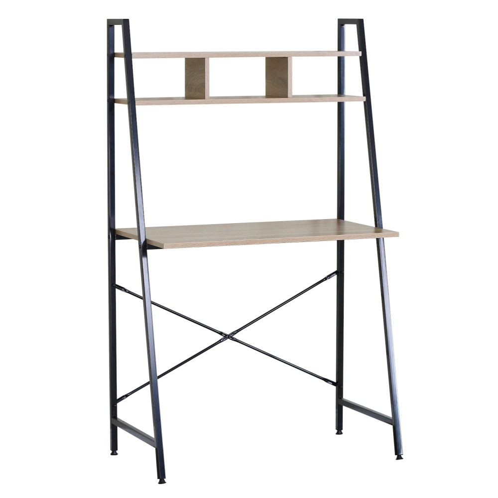 Γραφείο ArteLibre LYNDALE Με Ράφια Δρυς/Μαύρο Μοριοσανίδα/Μέταλλο 84x46x142cm Γραφείο ArteLibre LYNDALE Με Ράφια Δρυς/Μαύρο Μοριοσανίδα/Μέταλλο 84x46x142cm