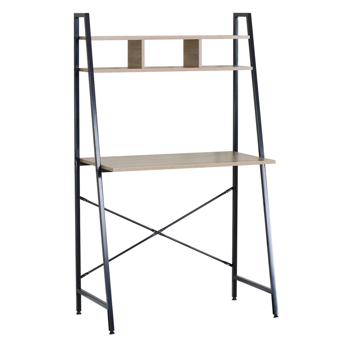 Γραφείο ArteLibre LYNDALE Με Ράφια Δρυς/Μαύρο Μοριοσανίδα/Μέταλλο 84x46x142cm Γραφείο ArteLibre LYNDALE Με Ράφια Δρυς/Μαύρο Μοριοσανίδα/Μέταλλο 84x46x142cm