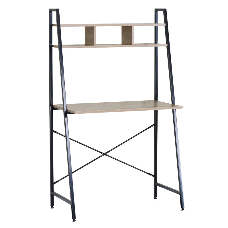 Γραφείο ArteLibre LYNDALE Με Ράφια Δρυς/Μαύρο Μοριοσανίδα/Μέταλλο 84x46x142cm Γραφείο ArteLibre LYNDALE Με Ράφια Δρυς/Μαύρο Μοριοσανίδα/Μέταλλο 84x46x142cm